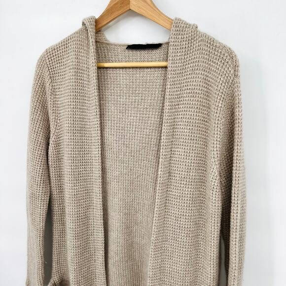 Jenni Kayne EUC Oatmeal Hooded Waffle Cardigan Wool Cashmere Women's Small - Picture 7 of 10